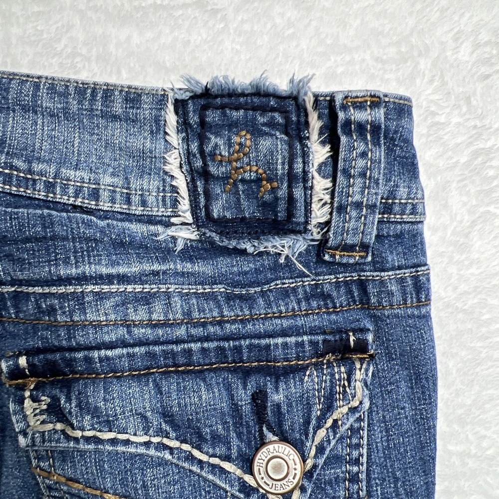 Hydraulic Jeans Distressed Ultra Super Skinny Low Rise Juniors 1/2 Blue - Picture 12 of 16